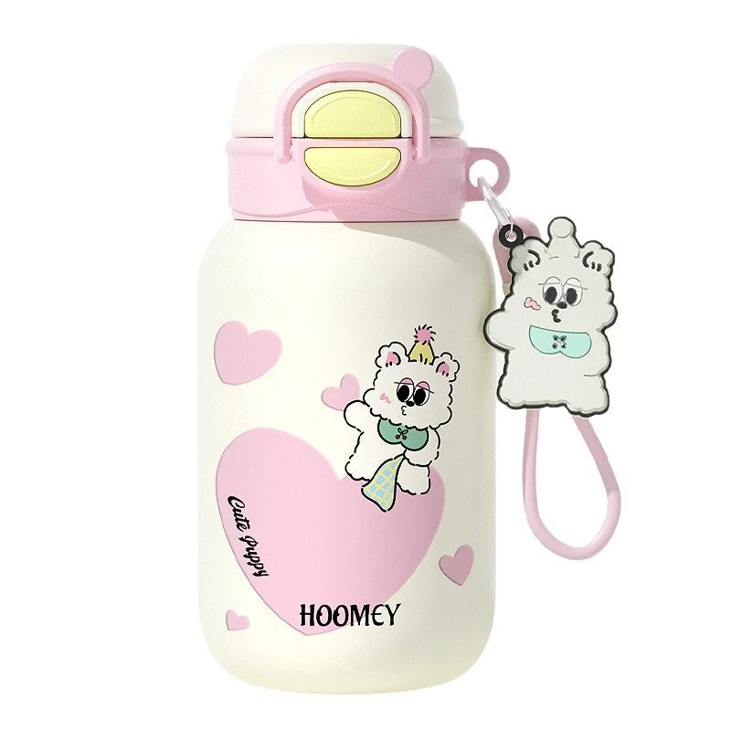 Durable canvas tent bag-2024 Children's Insulated Cup 316L High Beauty Water Bottle for Male and Female Students High Beauty Double Drinking Straw Water Cup