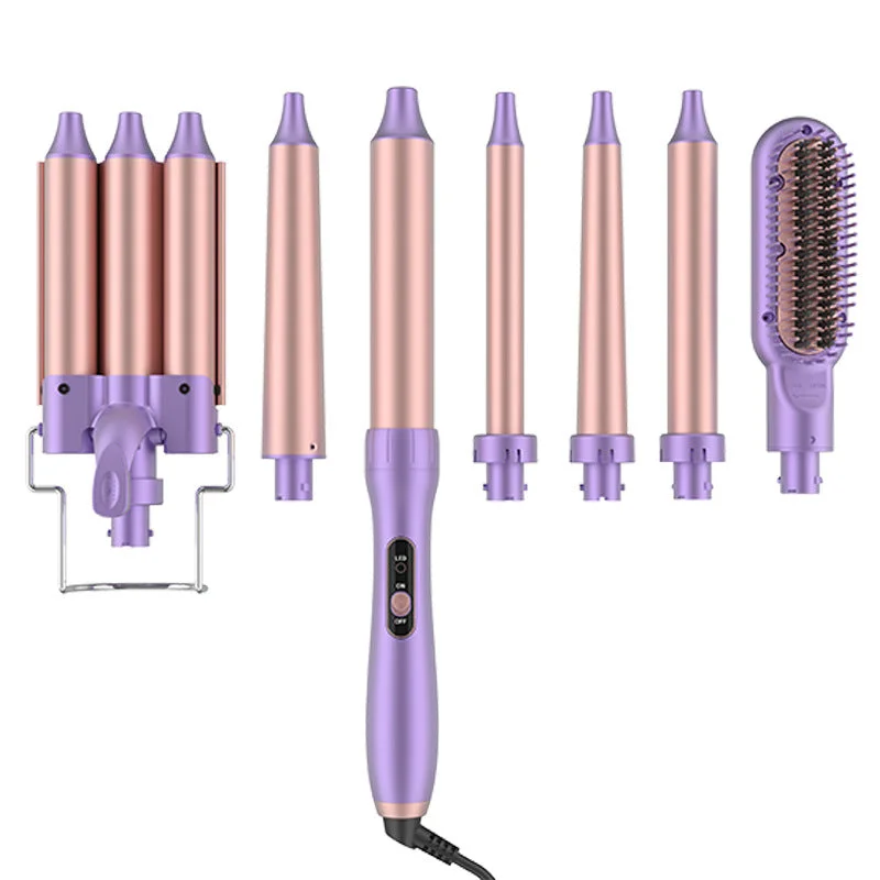 Insulated camp canteen-7-in-1 hair changing multi tube curling iron set, ceramic straightener, curling iron, straightening comb