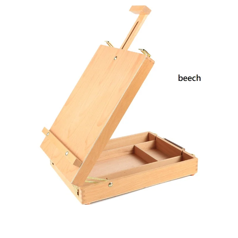 Non-stick camp frying pan-Beech wood painting box for sketching, hand-held wooden convenient painting toolbox, watercolor, watercolor, watercolor, oil painting box, pigment box storage