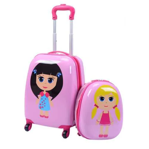 Portable campfire grill-2 pcs 12" 16" Pink Kids Girls  Suitcase Backpack Luggage Set