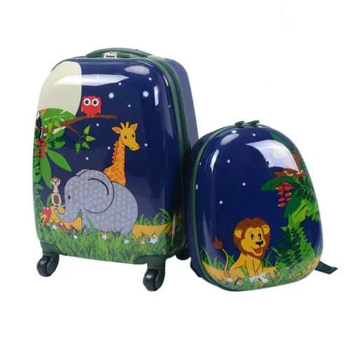 Non-stick camping cookware-2 pcs 12" 16" Dark Blue Kids Suitcase Backpack School  Luggage Set