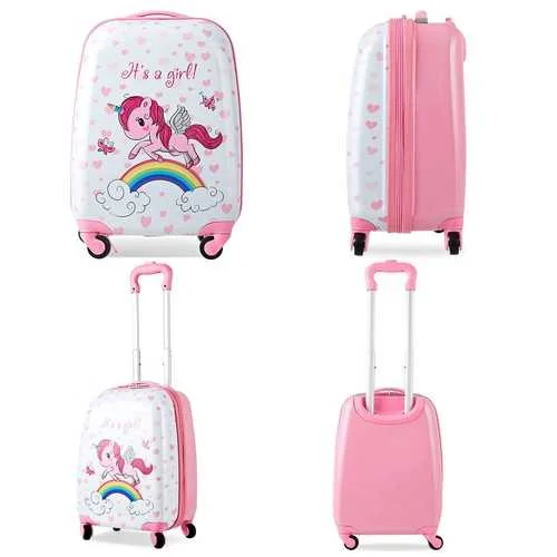 Foldable water canister-12" Backpack and 16" Rolling Suitcase Kids Luggage Set