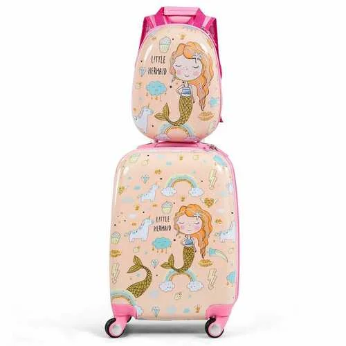 Quick-dry microfiber towel-2PC Kids Luggage Set Rolling Suitcase & Backpack-Pink