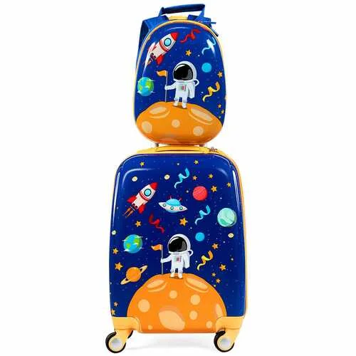 Solar-powered flashlight-2PC Kids Luggage Set Rolling Suitcase & Backpack-Navy