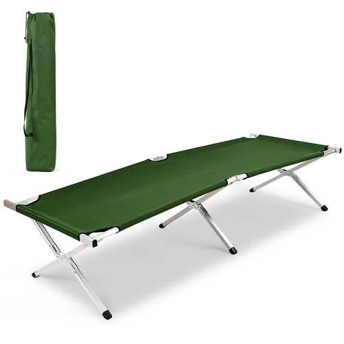 Breathable hiking vest-Outdoor Hiking Portable Aluminum Folding Camping Bed with Bag-Green