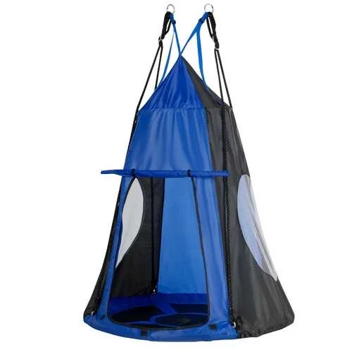 Durable canvas backpack-Kids Hanging Chair Swing Tent Set-Blue