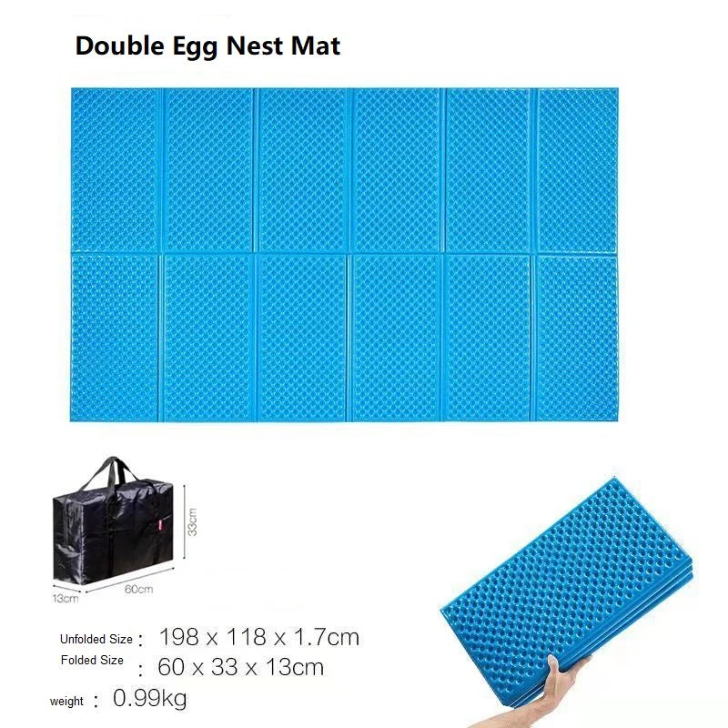 Breathable camp jacket-Double aluminum film egg nest folding moisture-proof mat egg trough camping tent ground mat afternoon sleeping mat thickened portable