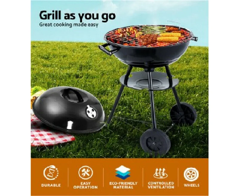 Durable polyester gear bag-Grillz Charcoal BBQ Smoker Drill Outdoor Camping Patio Wood Barbeque Steel Oven