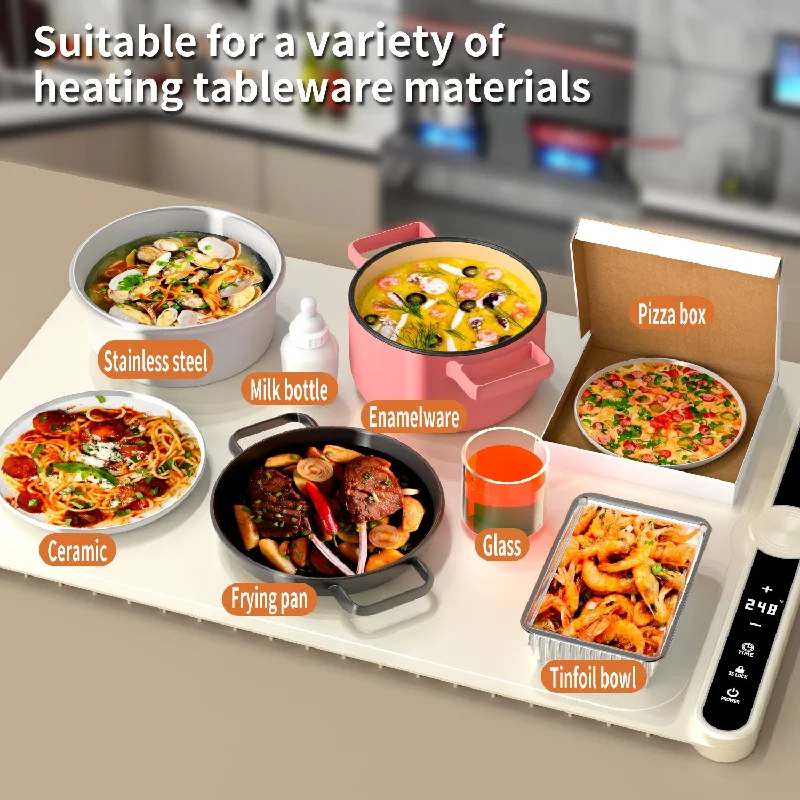 Windproof compact stove-Hot selling multifunctional food heating plate mat, household heating plate mat, flexible silicone rollable dining table insulation board