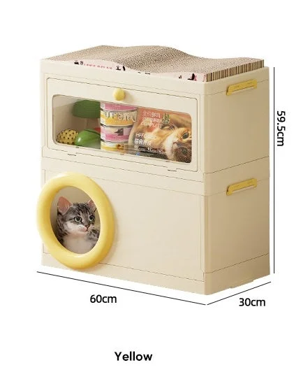 Quick-dry camp cap-Household storage box starting from one piece, multifunctional pet supplies storage box for living room, bedroom, cat villa with cat scratching board