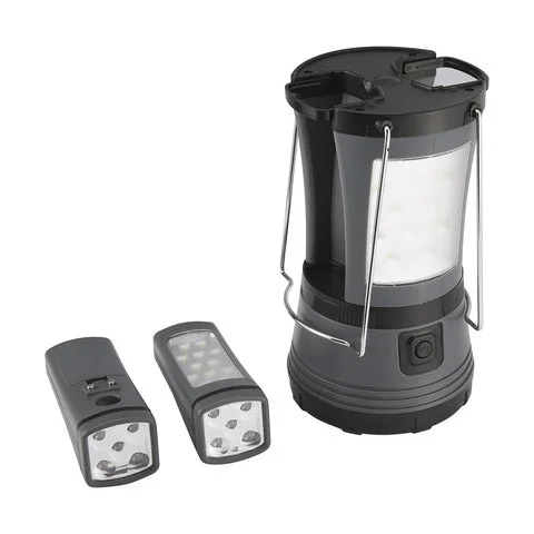 Anti-slip tent floor-LED Lantern with 2 Torches / Black