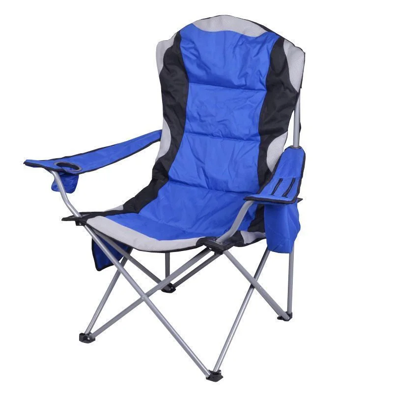 Portable water filtration straw-Luxury Padded Camping Chair with Drink Pocket - Blue