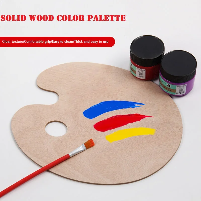 Foldable camp multi-tool-Multiple wooden straps, hand-held color palette, oval shaped wooden color palette, acrylic children's painting color palette