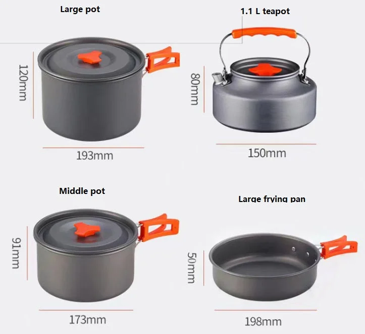 Insulated camp food container-Outdoor pot set for 5-6 people, camping teapot set, camping pot set, picnic pot set, camping cookware set