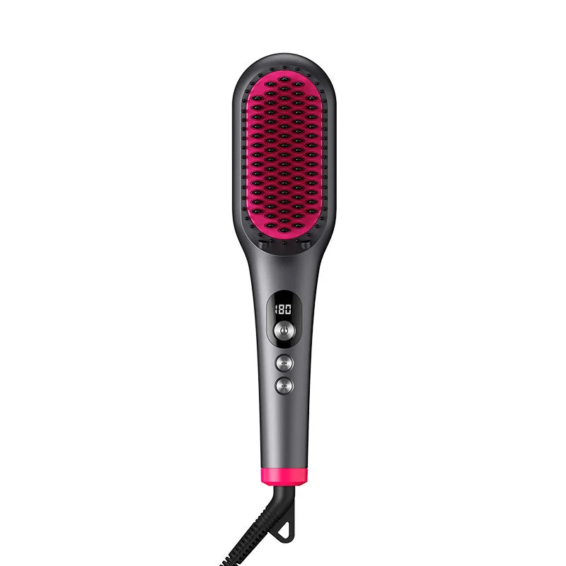 Non-stick camp saucepan-Qiwan New Product Amazon Cross border Negative Ion Straightener, Straightening Comb, Curling Rod, Dual Use, No Hair Damage