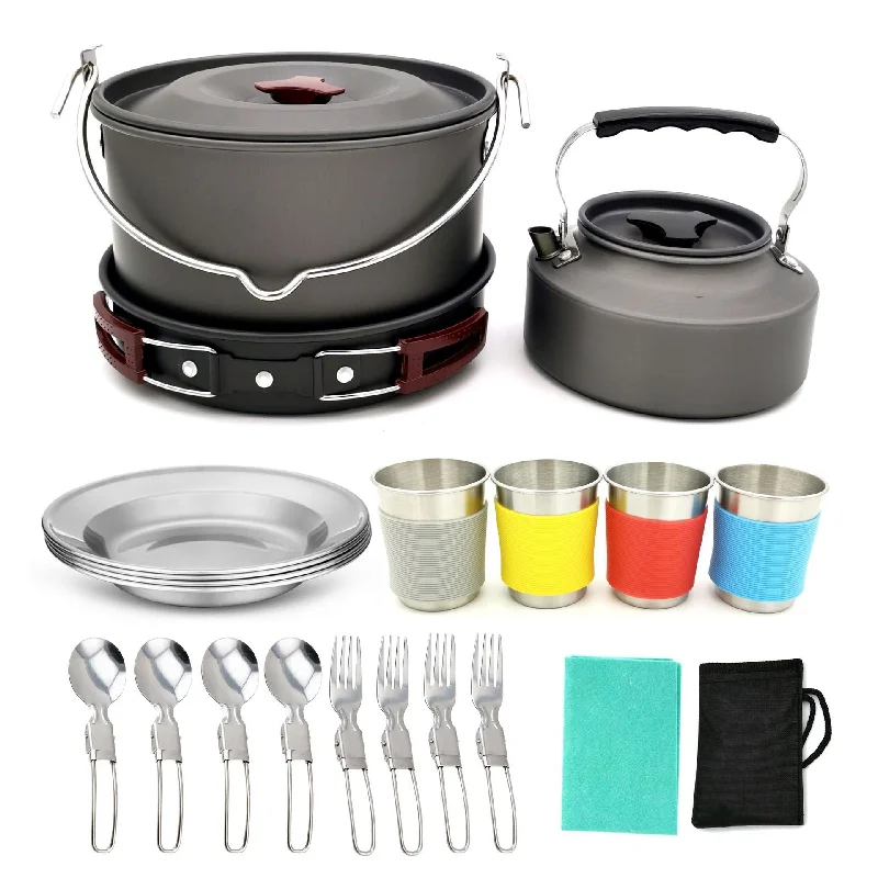 Waterproof tent footprint-Spot outdoor products Amazon hot selling camping and picnic pot set new camping cookware stove aluminum pot