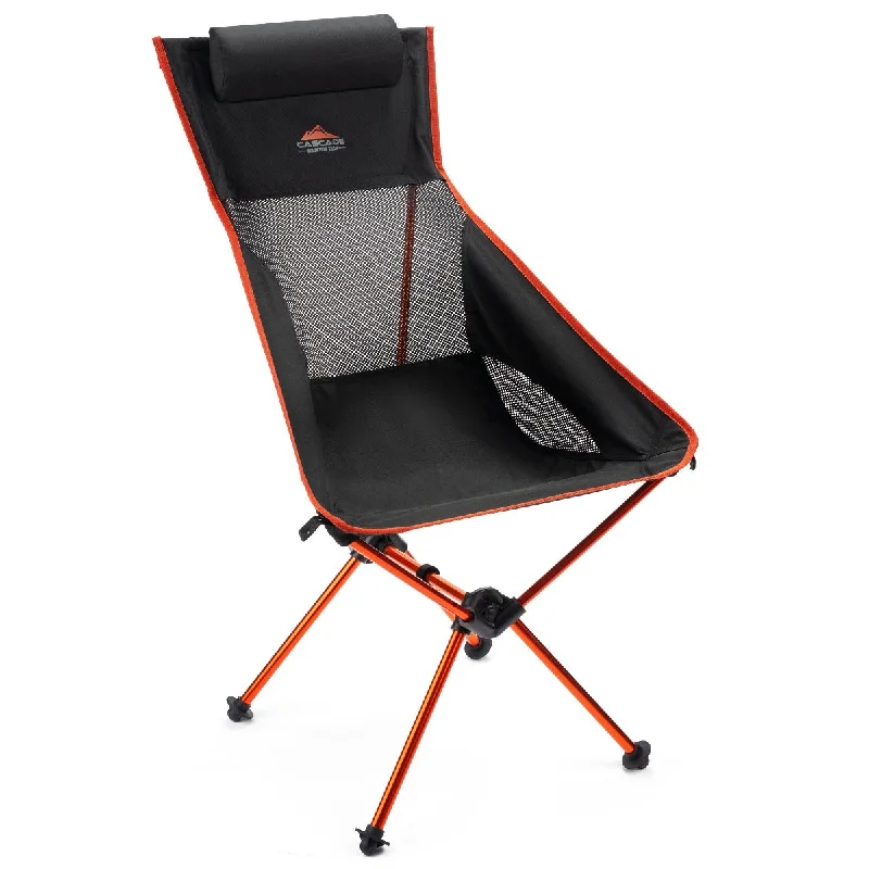 Rechargeable camp glow light-Ultralight Packable High-Back Camp Chair with Sand Feet