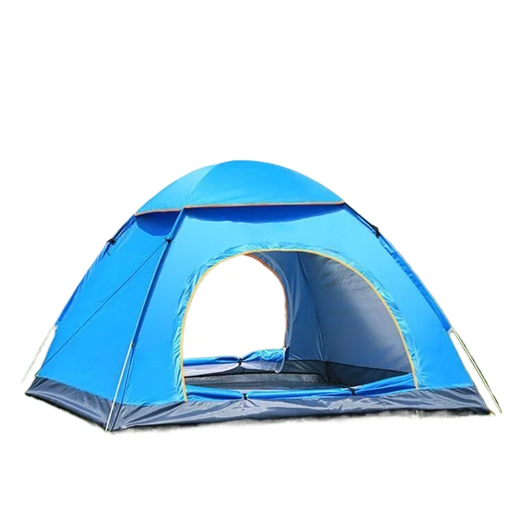 Adjustable camp bed-2-3 people Double door tent - blue 200 * 150 * 110cm