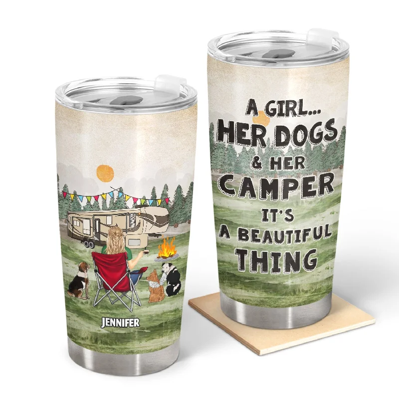 Stainless steel camp spoon-A Girl And Her Dogs Beautiful Thing - Gift For Camping Lovers - Personalized Tumbler