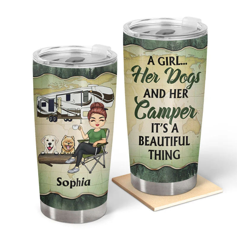 Stainless steel mess kit-A Girl Her Dog & Her Camper Forest - Camping Gift - Personalized Custom Tumbler