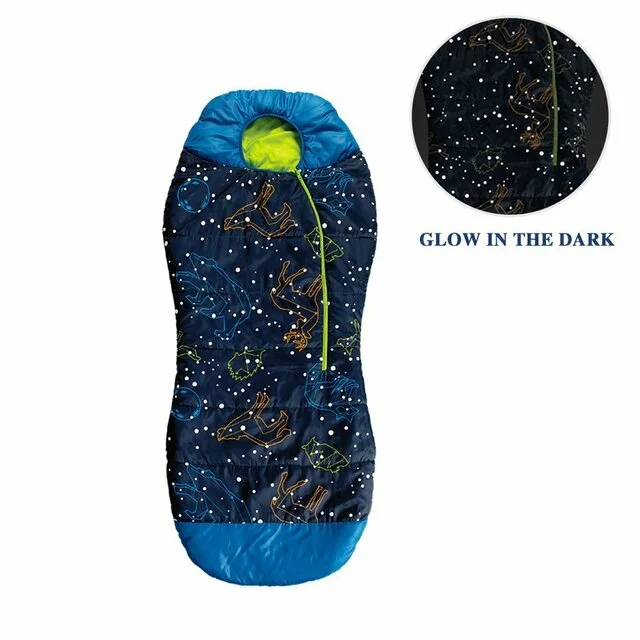 Rechargeable headlamp-Ace Camp Youth Envelope Thin Glow In The Dark Sleeping Bag