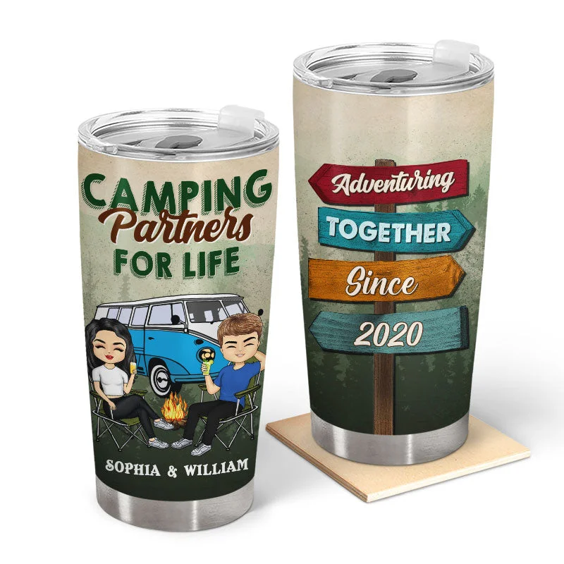 Insulated camp cooler-Adventuring Together - Gift For Camping Couple - Personalized Custom Tumbler