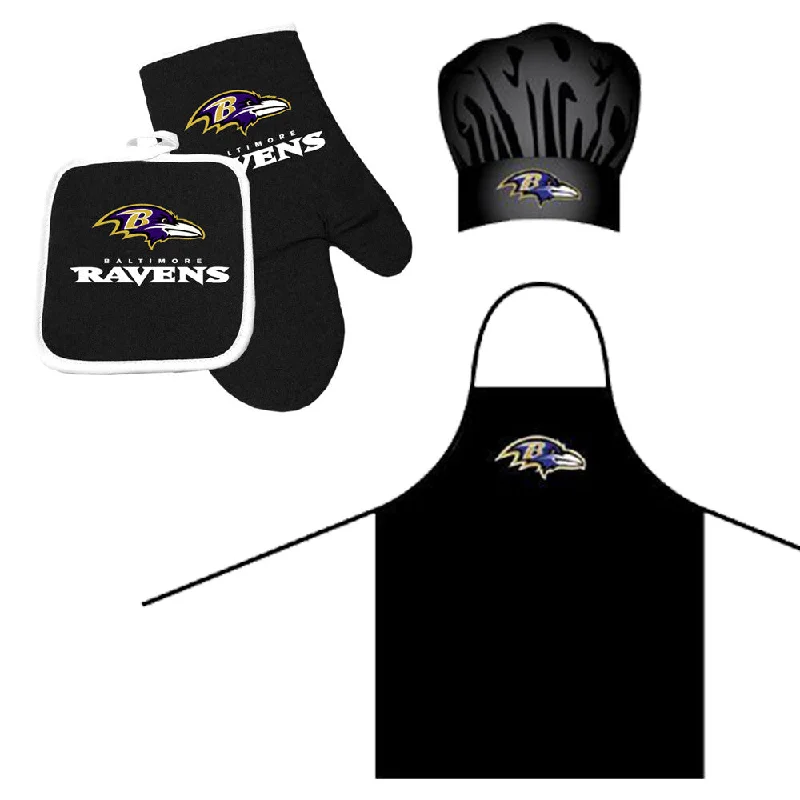 Stainless steel camp cup-Baltimore Ravens NFL Barbeque Apron, Chef's Hat and Pot Holder Deluxe Set