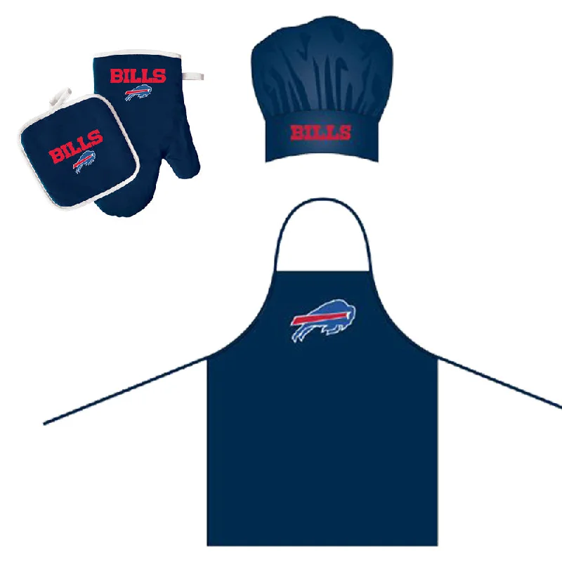 Waterproof gear pouch-Buffalo Bills NFL Barbeque Apron, Chef's Hat and Pot Holder Deluxe Set