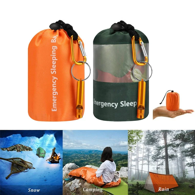 Stainless steel camp cup-Camouflage Emergency Survival Sleeping Bag Portable Waterproof Reusable Thermal Sleeping Bags