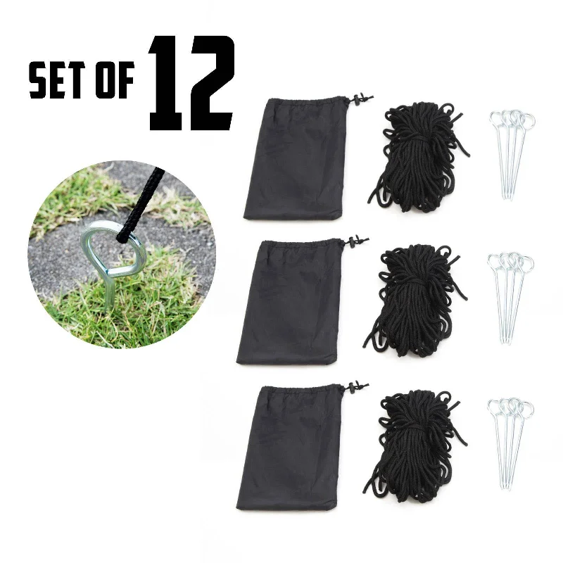 Rechargeable tent fan-Camperoos 12 Set Gazebo Outdoor Marquee Tent Rope Set