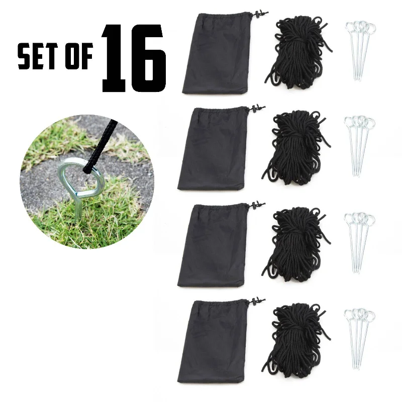 Weather-resistant camp pillow-Camperoos 16 Set Gazebo Outdoor Marquee Tent Rope Set