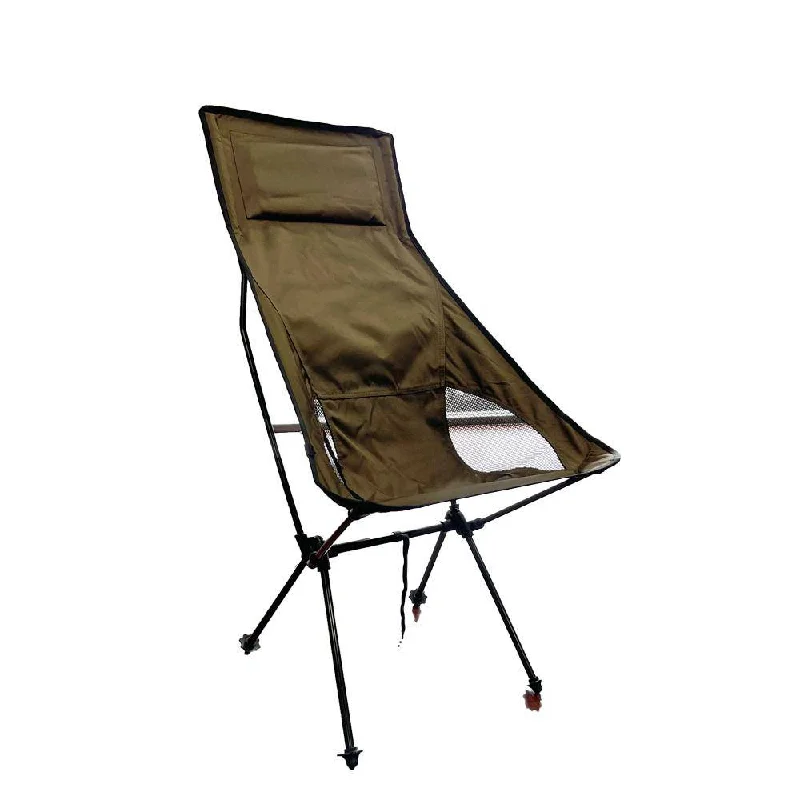 Stainless steel camp kettle-Camping Chair Folding High Back Backpacking Chair with Headrest Brown