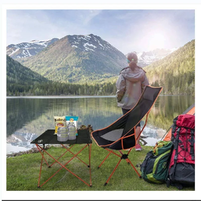 Compact fire steel-Camping Chair Folding High Back Backpacking Chair with Headrest, Lightweight Portable Compact for Outdoor Camp, Travel, Beach, Picnic, Festival