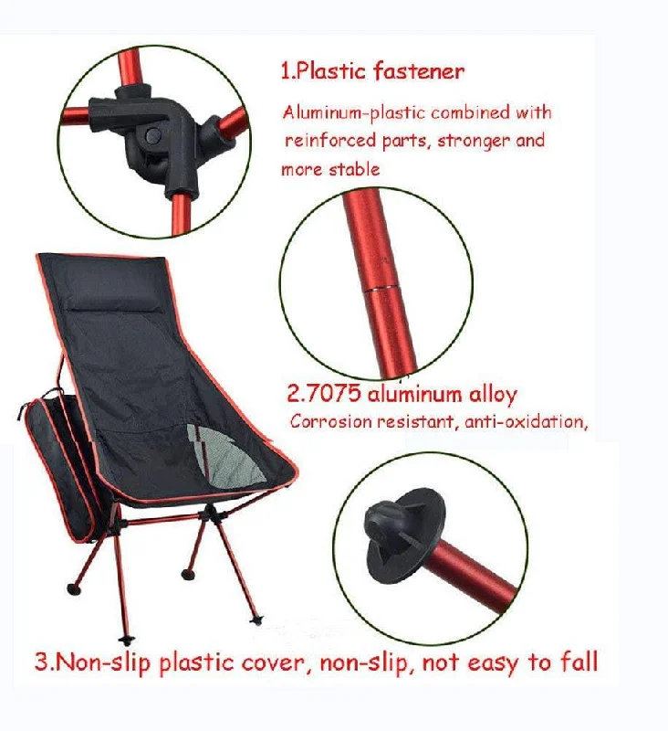 Foldable camp cleaver-Camping Chair Folding High Back Backpacking Chair with Headrest, Lightweight Portable Compact for Outdoor Camp, Travel, Beach, Picnic, Festival