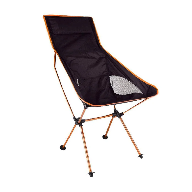 Breathable camp shirt-Camping Chair Folding High Back Backpacking Chair with Headrest Orange