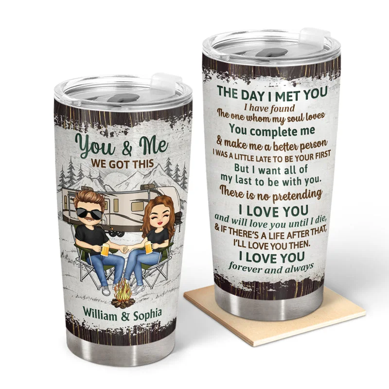 Waterproof map case-Camping Chibi Couple The Day I Met You - Couple Gift - Personalized Custom Tumbler