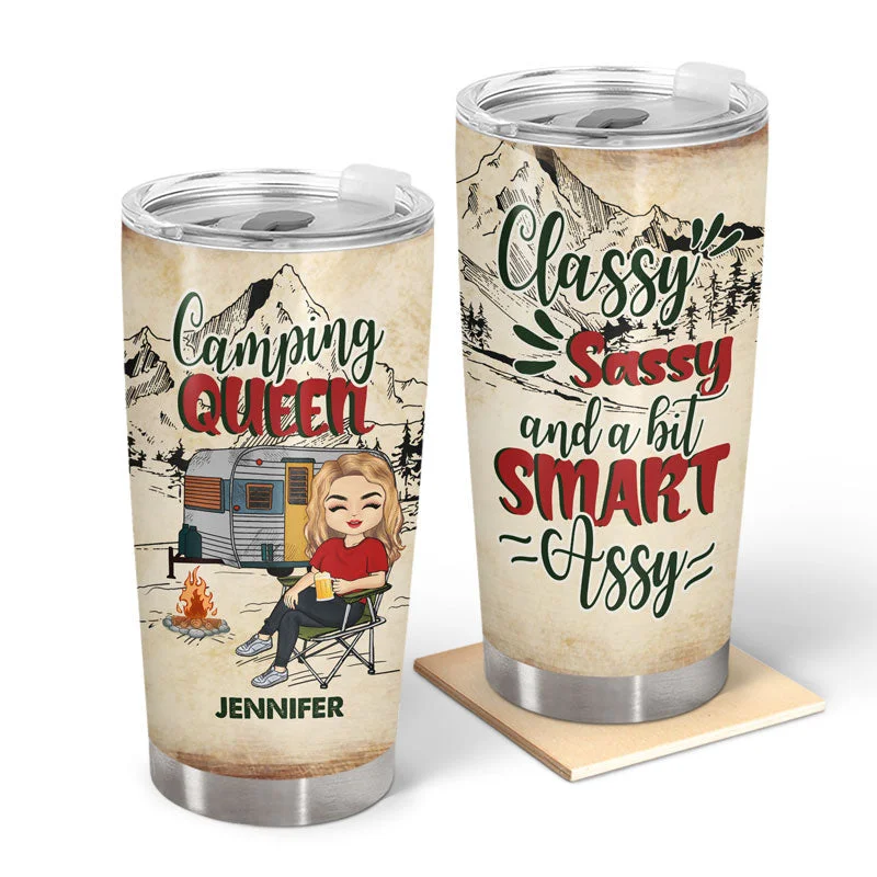 Non-slip hiking socks-Camping Chibi Girl Classy Sassy Queen - Personalized Custom Tumbler