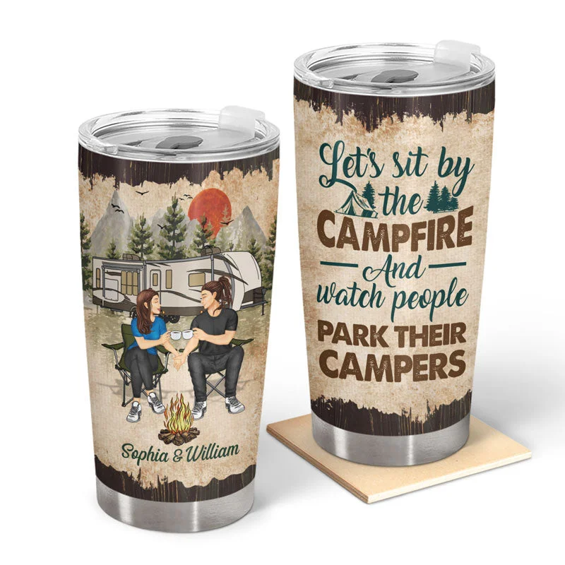 Windproof jet stove-Camping Couple Let's Sit By The Campfire - Gift For Couples - Personalized Custom Tumbler