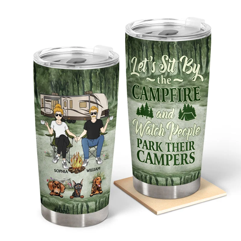 Compact firestarter kit-Camping Couple Let's Sit By The Campfire - Gift For Dog Lovers - Personalized Custom Tumbler