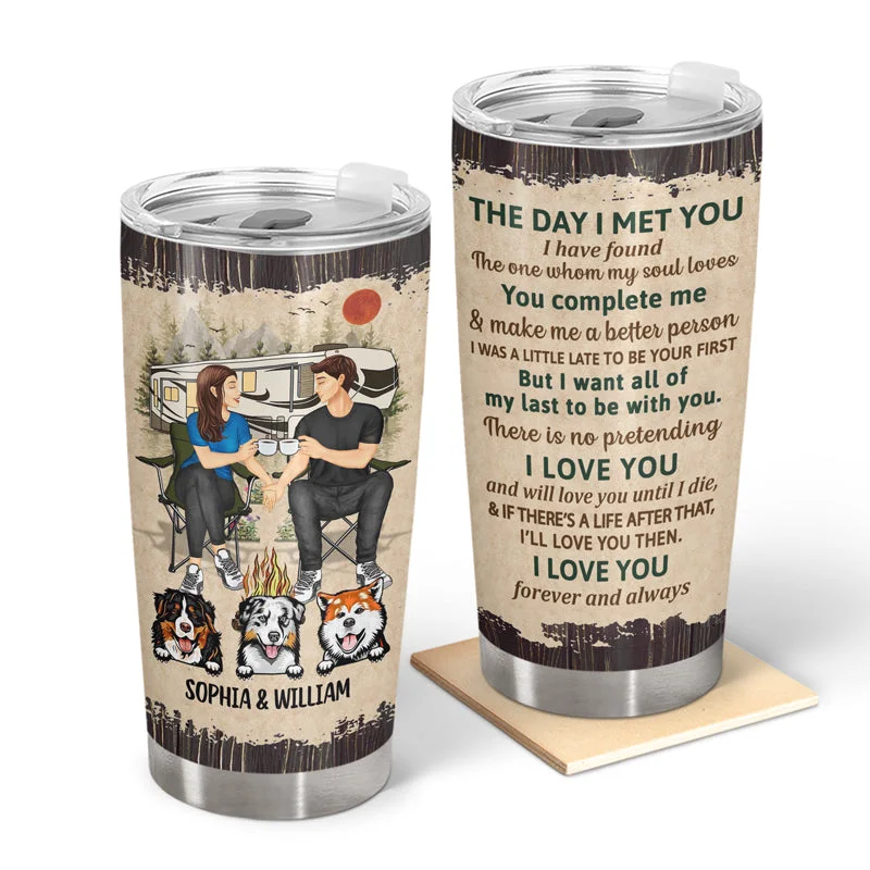 Collapsible trekking stick-Camping Couple The Day I Met You - Gift For Dog Lovers - Personalized Custom Tumbler