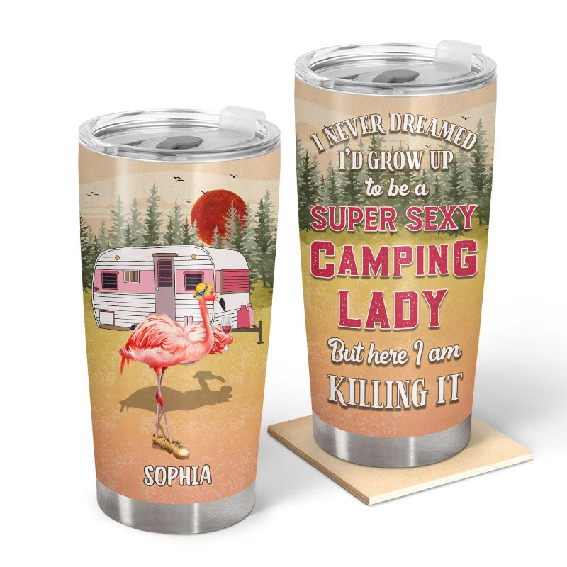 Breathable sleeping mask-Camping Flamingo Grown Up To Be Super Sexy Custom Tumbler, Best Friend Camping Gift, BFF Gift, Campsite