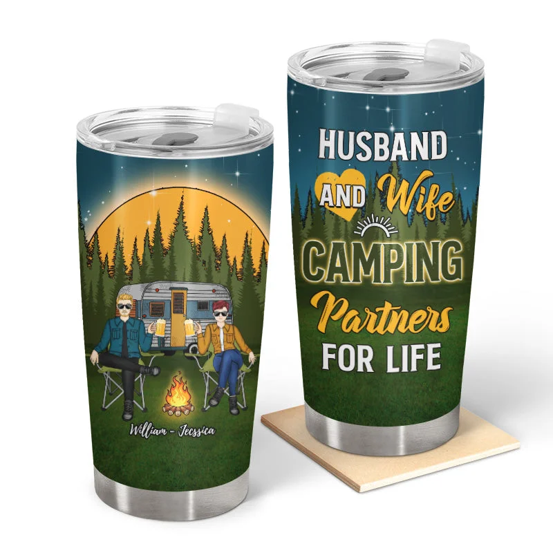 Portable water filter bottle-Camping Partners For Life - Gift For Couple - Personalized Custom Tumbler