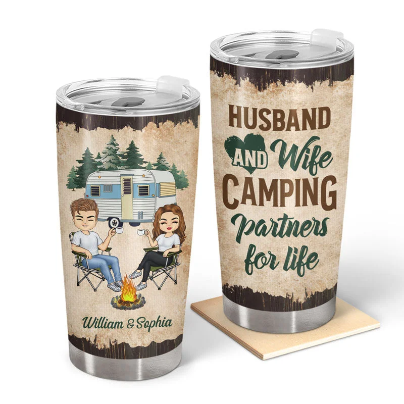 Insulated camping blanket-Camping Partners For Life Husband Wife - Couple Gift - Personalized Custom Tumbler