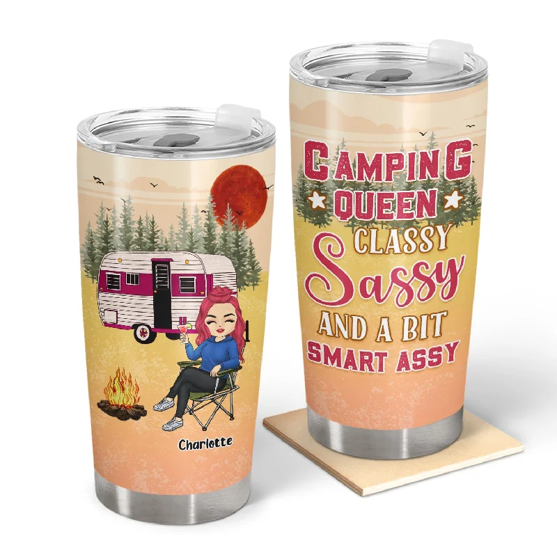 Durable ripstop gear bag-Camping Queen Classy And A Bit Smart - Gift For Camping Lovers - Personalized Custom Tumbler