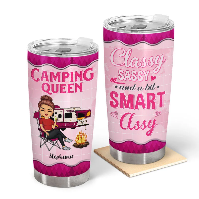 Windproof tent pegs-Camping Queen Classy - Gift For Campers - Personalized Custom Tumbler