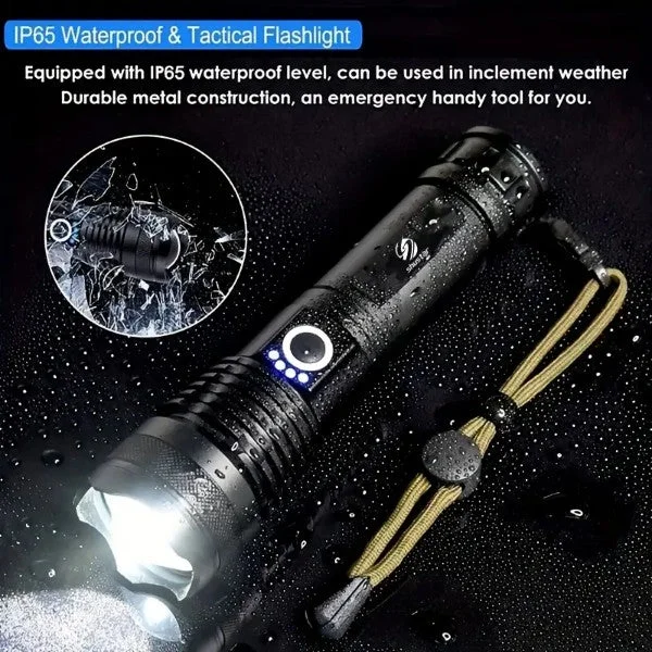 Weather-resistant camp pillow-Camping Super Bright LED Flashlight - USB Rech Waterproof