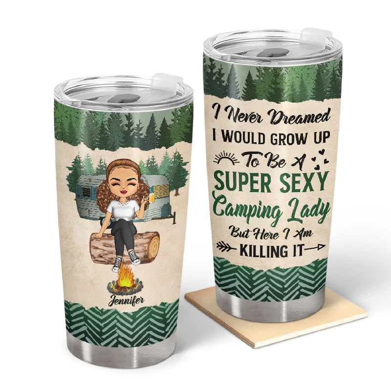 Foldable camp machete-Camping Super Sexy Camping Lady - Funny Gift For Camping Lovers - Personalized Custom Tumbler