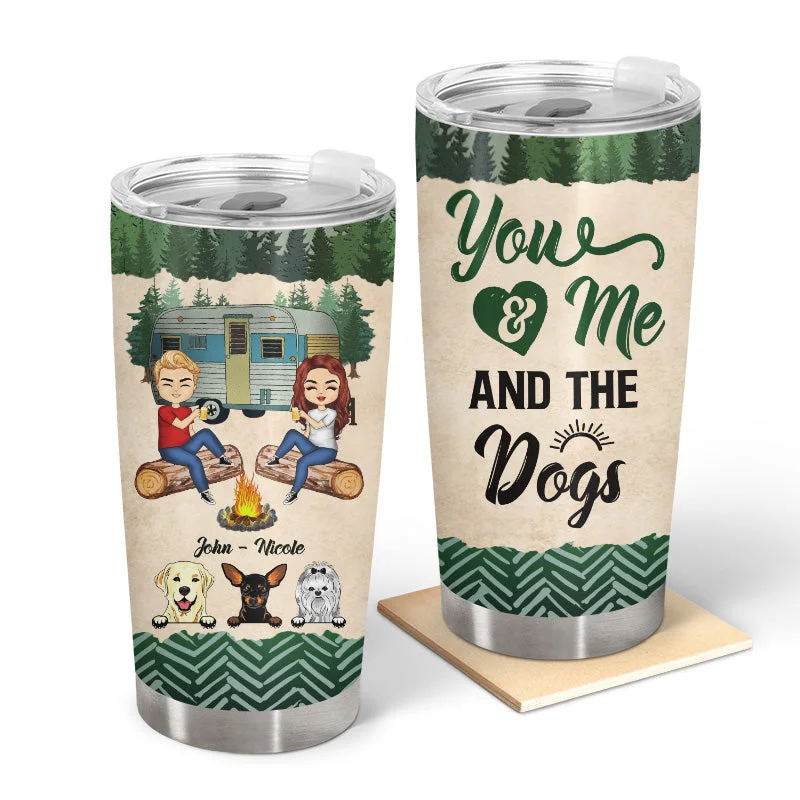 Collapsible camp griddle-Chibi Couple You & Me And The Dogs - Couple Gift - Personalized Custom Tumbler