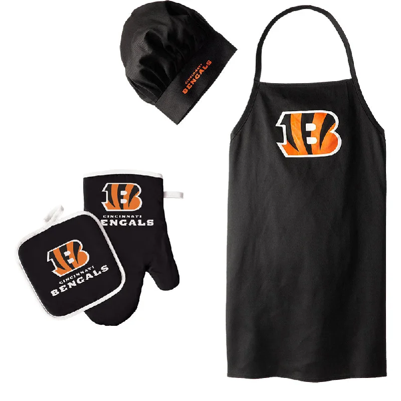 Durable nylon gear pouch-Cincinnati Bengals NFL Barbeque Apron, Chef's Hat and Pot Holder Deluxe Set