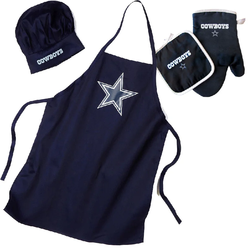 Stainless steel camp kettle-Dallas Cowboys NFL Barbeque Apron, Chef's Hat and Pot Holder Deluxe Set